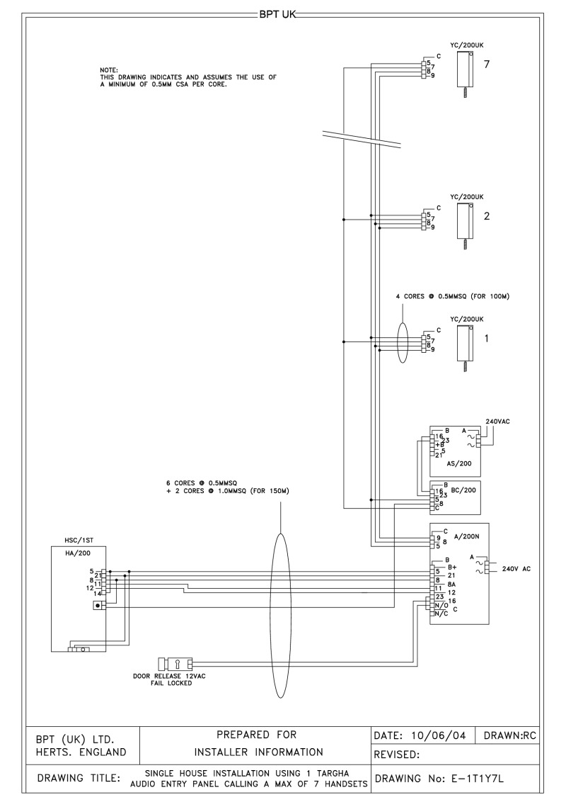 Bpt Wiring Diagrams - System 200